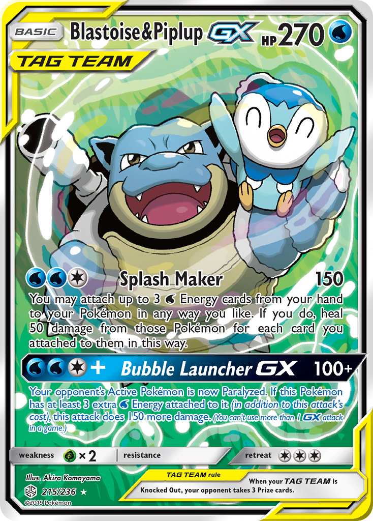 Blastoise & Piplup GX (215/236) [Sun & Moon: Cosmic Eclipse] | Exor Games Dartmouth