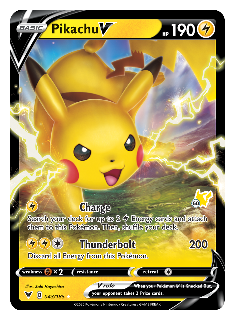 Pikachu V (043/185) (Pikachu Stamp #60) [Battle Academy 2022] | Exor Games Dartmouth