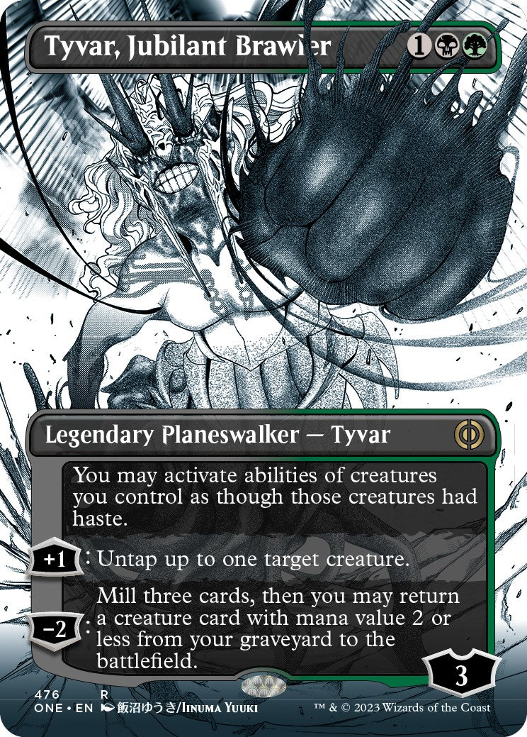 Tyvar, Jubilant Brawler (Borderless Manga Step-and-Compleat Foil) [Phyrexia: All Will Be One] | Exor Games Dartmouth