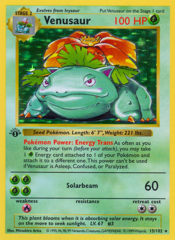 Venusaur (15/102) (Shadowless) [Base Set 1st Edition] | Exor Games Dartmouth