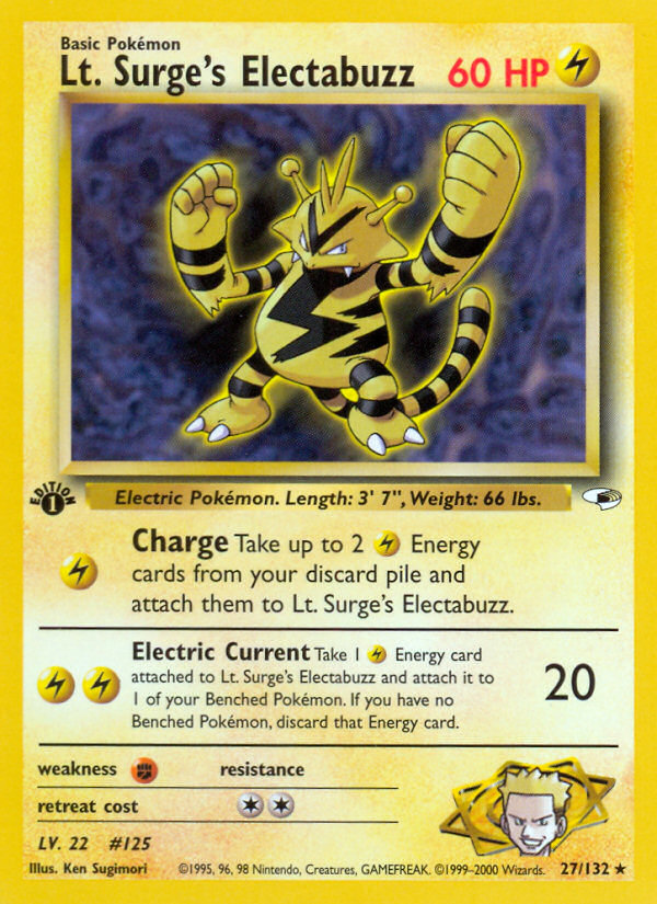 Lt. Surge's Electabuzz (27/132) [Gym Heroes 1st Edition] | Exor Games Dartmouth