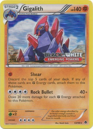 Gigalith (53/98) (Staff Prerelease Promo) [Black & White: Black Star Promos] | Exor Games Dartmouth