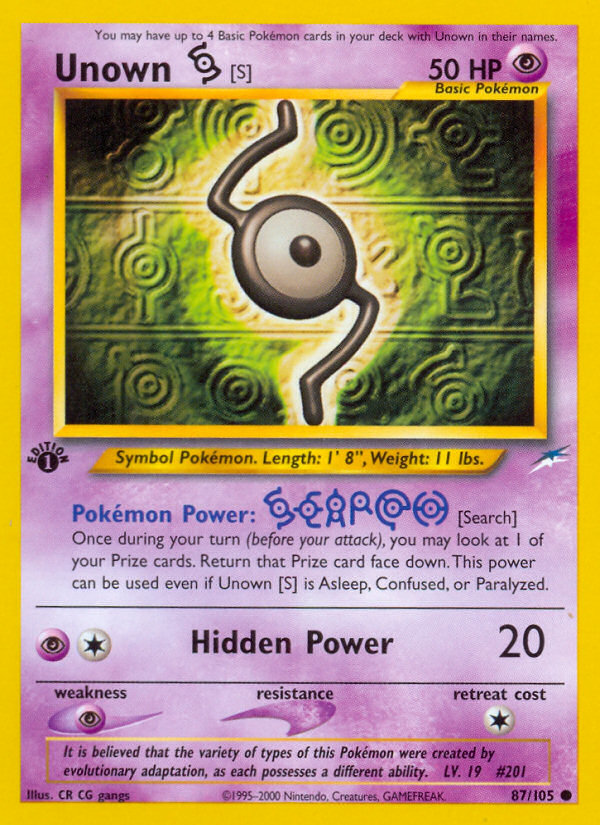 Unown [S] (87/105) [Neo Destiny 1st Edition] | Exor Games Dartmouth