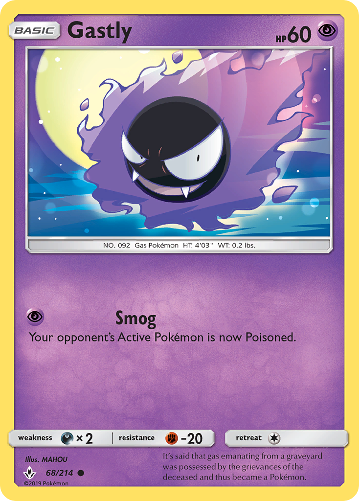 Gastly (68/214) [Sun & Moon: Unbroken Bonds] | Exor Games Dartmouth