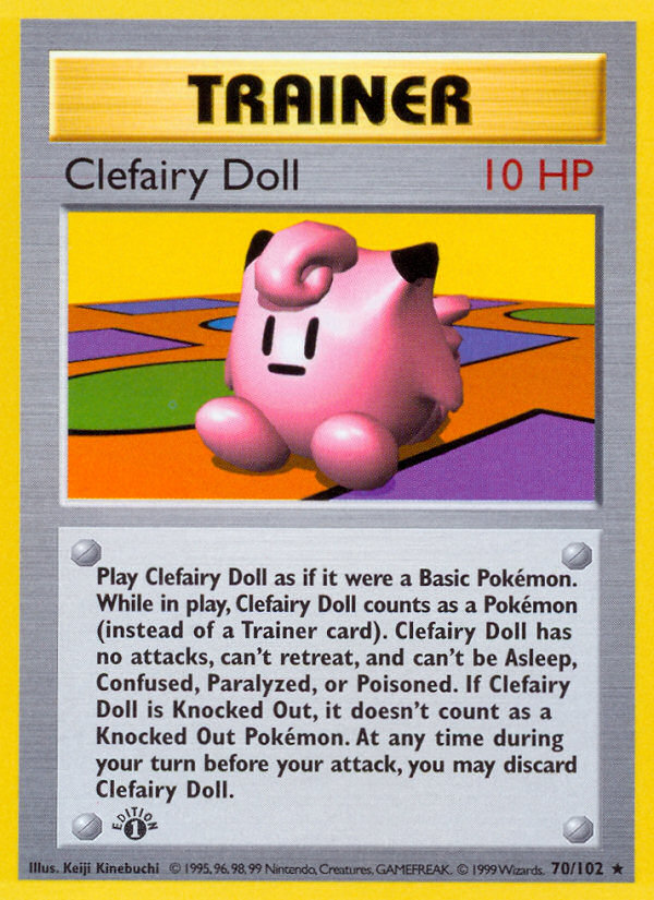 Clefairy Doll (70/102) (Shadowless) [Base Set 1st Edition] | Exor Games Dartmouth