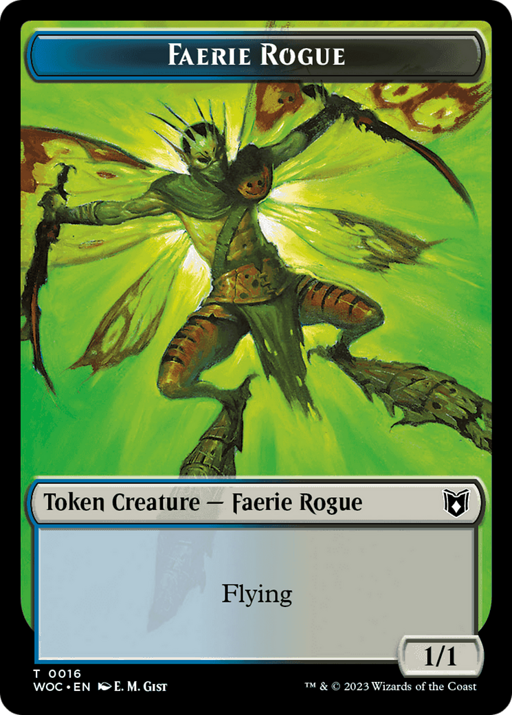 Faerie Rogue // Faerie (0016) Double-Sided Token [Wilds of Eldraine Commander Tokens] | Exor Games Dartmouth