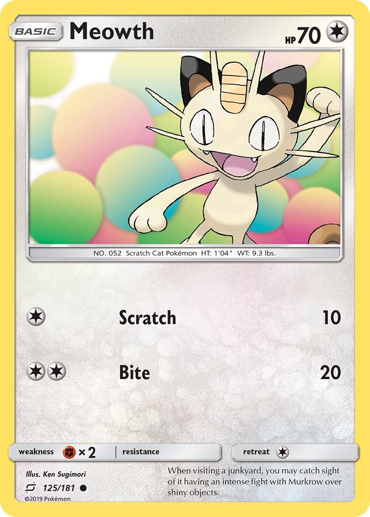 Meowth (125/181) [Sun & Moon: Team Up] | Exor Games Dartmouth