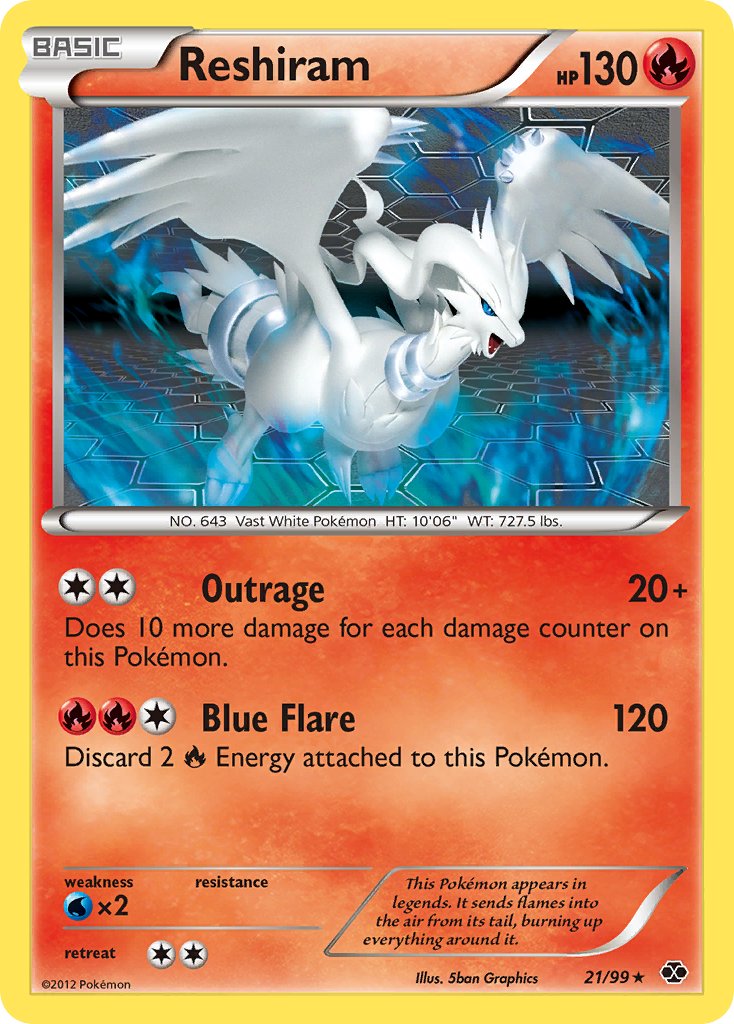 Reshiram (21/99) (Theme Deck Exclusive) [Black & White: Next Destinies] | Exor Games Dartmouth