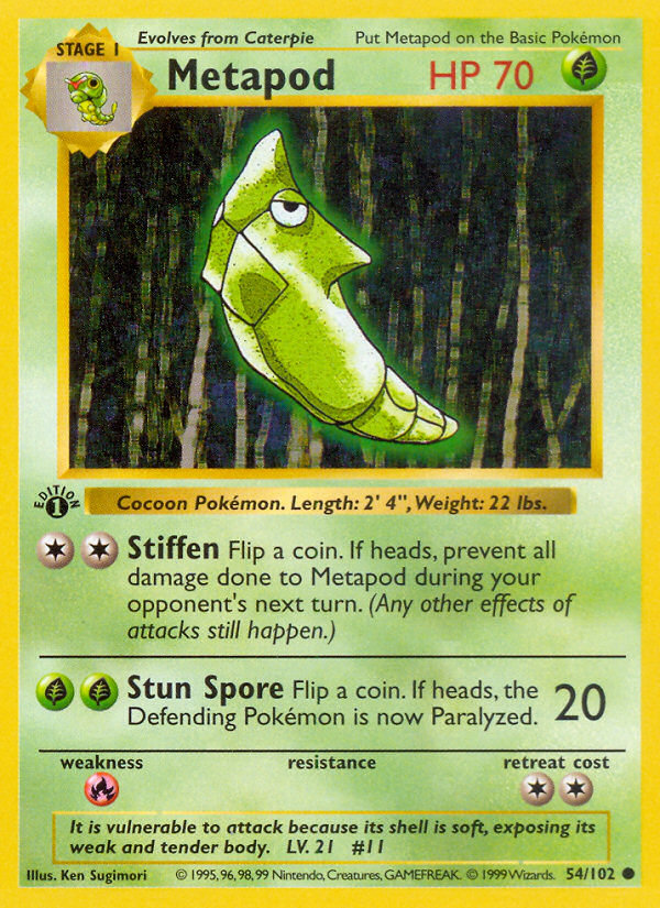 Metapod (54/102) (Shadowless) [Base Set 1st Edition] | Exor Games Dartmouth