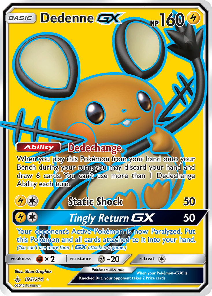 Dedenne GX (195/214) [Sun & Moon: Unbroken Bonds] | Exor Games Dartmouth