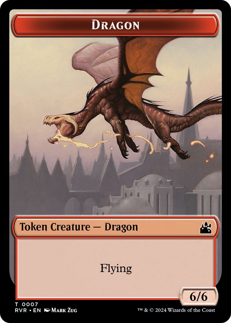 Spirit (0018) // Dragon Double-Sided Token [Ravnica Remastered Tokens] | Exor Games Dartmouth