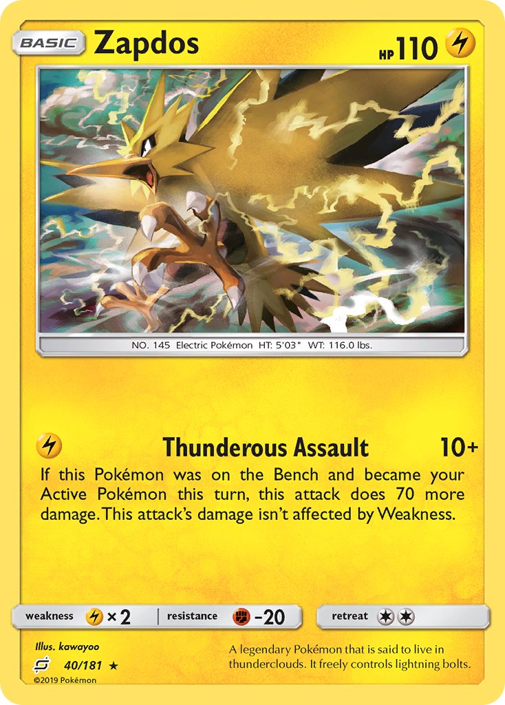 Zapdos (40/181) (Theme Deck Exclusive) [Sun & Moon: Team Up] | Exor Games Dartmouth