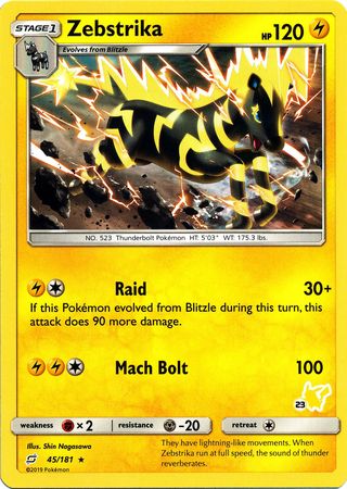 Zebstrika (45/181) (Pikachu Stamp #23) [Battle Academy 2020] | Exor Games Dartmouth