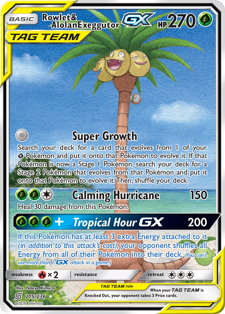 Rowlet & Alolan Exeggutor GX (215/236) [Sun & Moon: Unified Minds] | Exor Games Dartmouth
