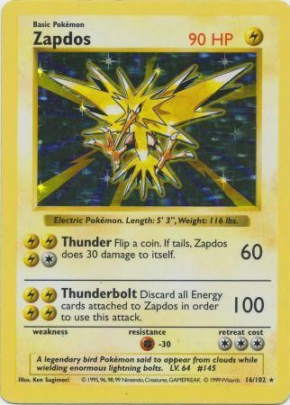 Zapdos (16/102) [Base Set Shadowless Unlimited] | Exor Games Dartmouth