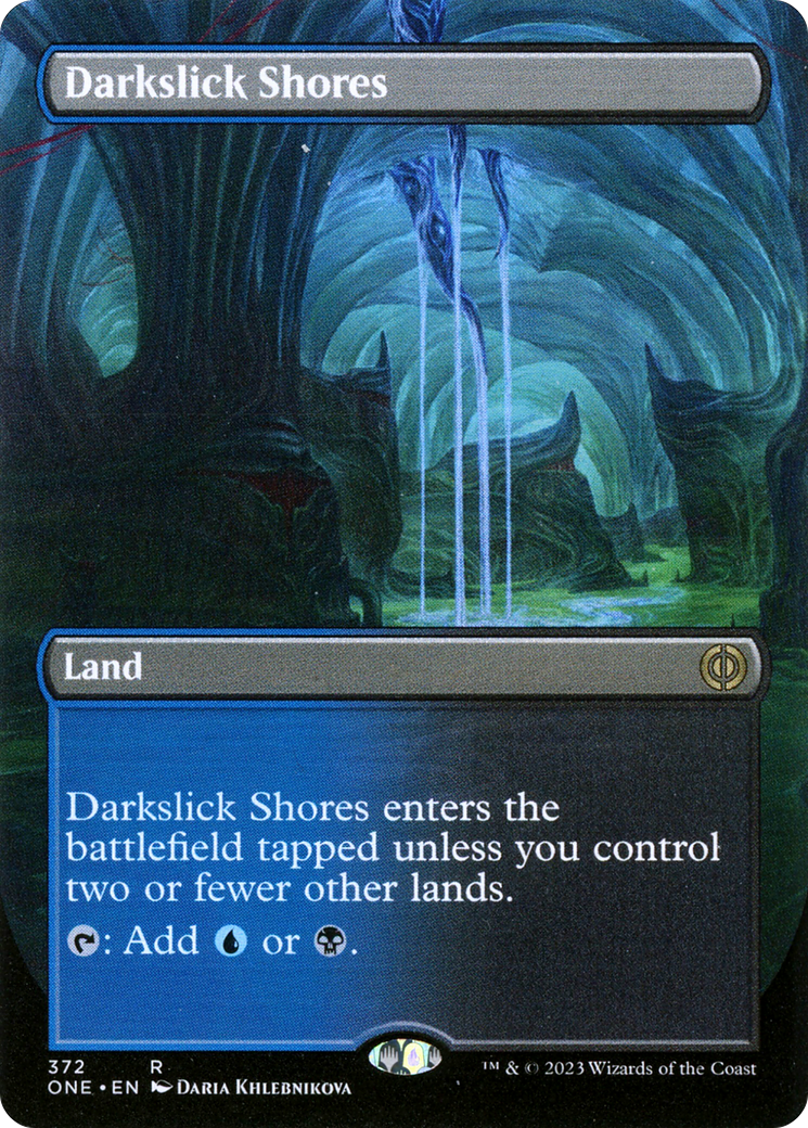 Darkslick Shores (Borderless Alternate Art) [Phyrexia: All Will Be One] | Exor Games Dartmouth