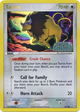 Tauros (12/100) (Stamped) [EX: Crystal Guardians] | Exor Games Dartmouth