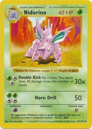 Nidorino (37/102) [Base Set Shadowless Unlimited] | Exor Games Dartmouth