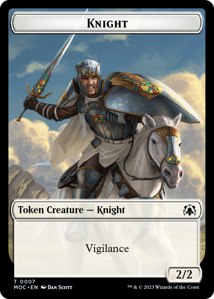 Knight (7) // Spirit (14) Double-Sided Token [March of the Machine Commander Tokens] | Exor Games Dartmouth