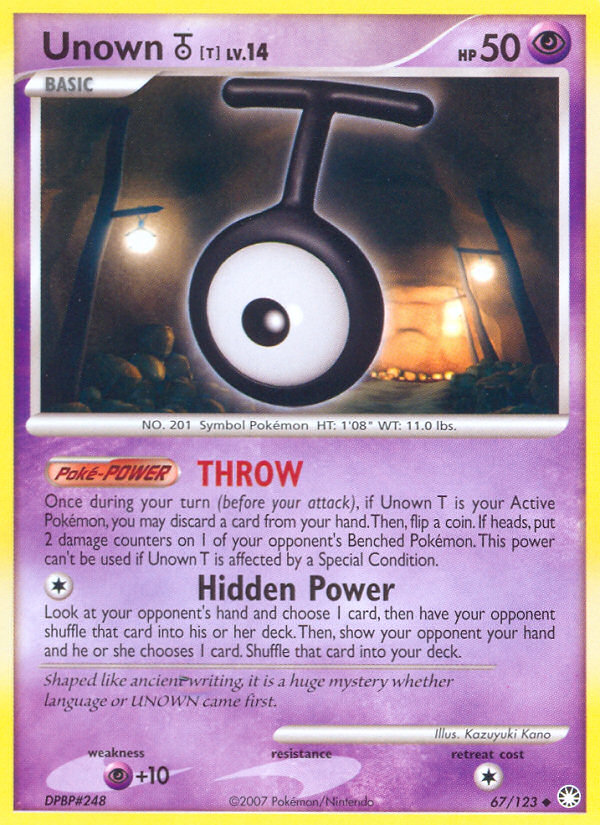 Unown T (67/123) [Diamond & Pearl: Mysterious Treasures] | Exor Games Dartmouth