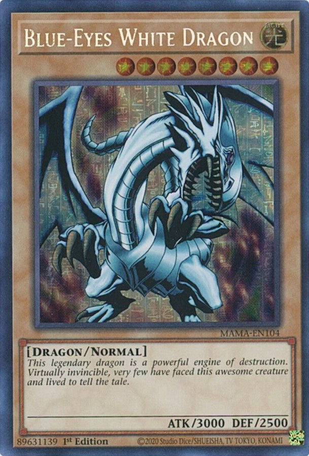 Blue-Eyes White Dragon [MAMA-EN104] Secret Pharaoh's Rare | Exor Games Dartmouth