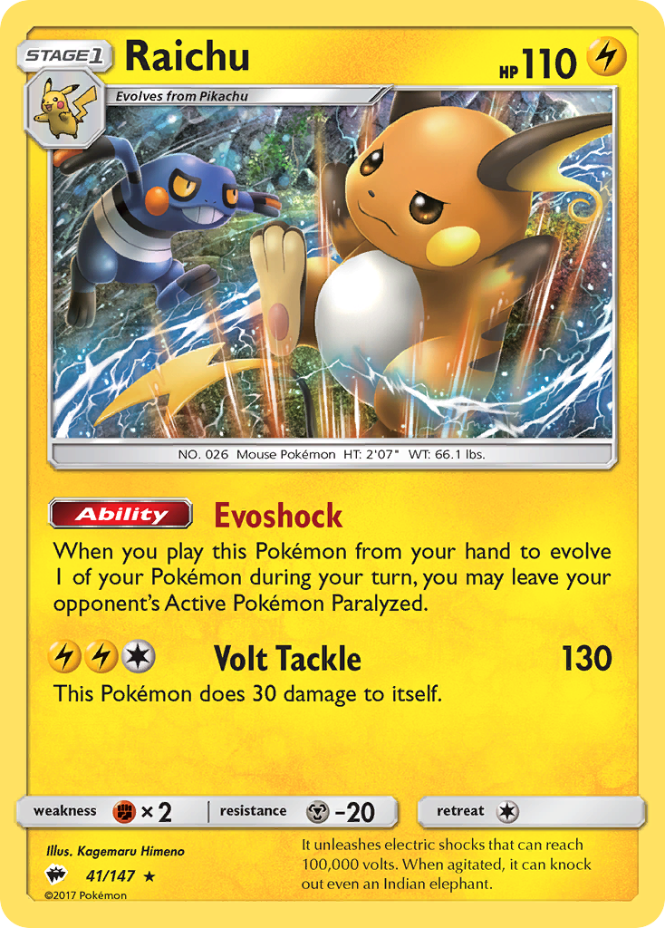 Raichu (41/147) [Sun & Moon: Burning Shadows] | Exor Games Dartmouth