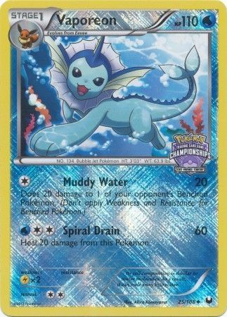Vaporeon (25/108) (State Province Championship 2013 Promo) [Black & White: Dark Explorers] | Exor Games Dartmouth