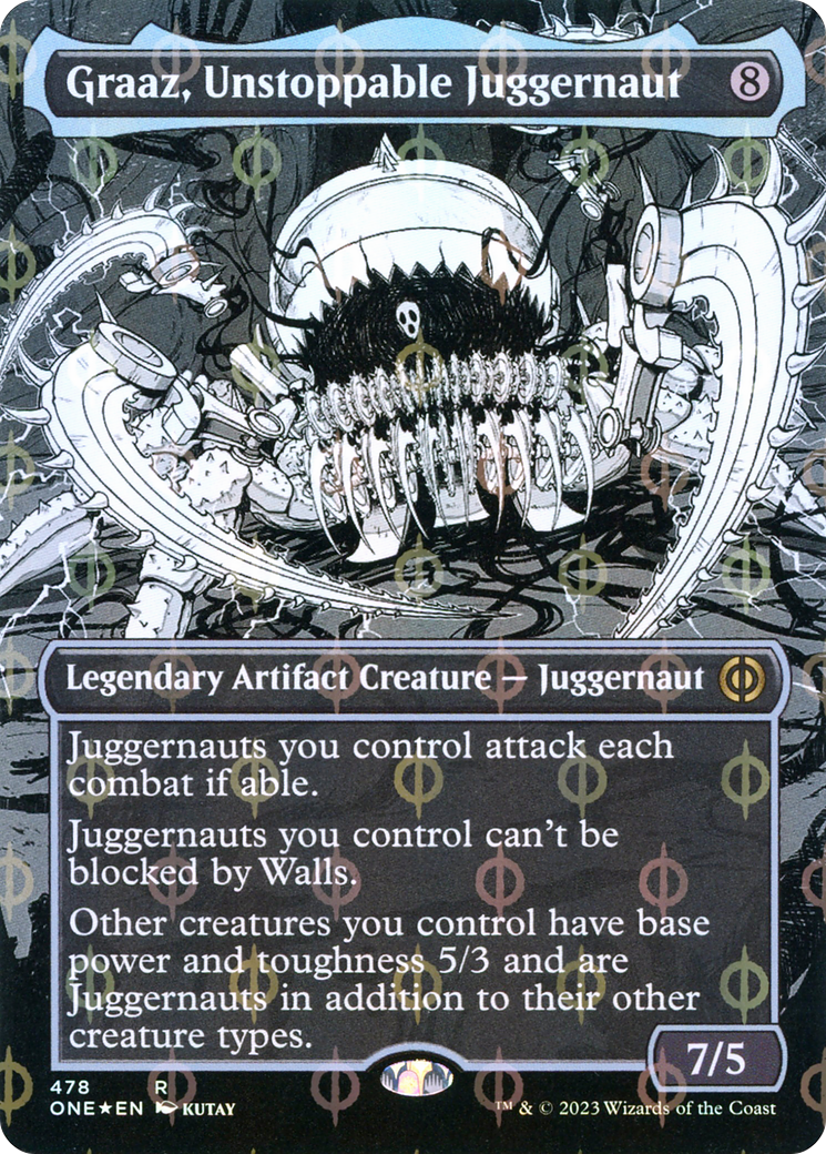 Graaz, Unstoppable Juggernaut (Borderless Manga Step-and-Compleat Foil) [Phyrexia: All Will Be One] | Exor Games Dartmouth