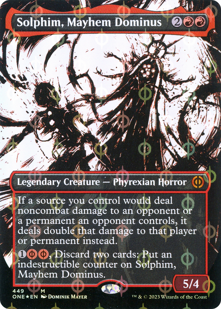 Solphim, Mayhem Dominus (Borderless Ichor Step-and-Compleat Foil) [Phyrexia: All Will Be One] | Exor Games Dartmouth