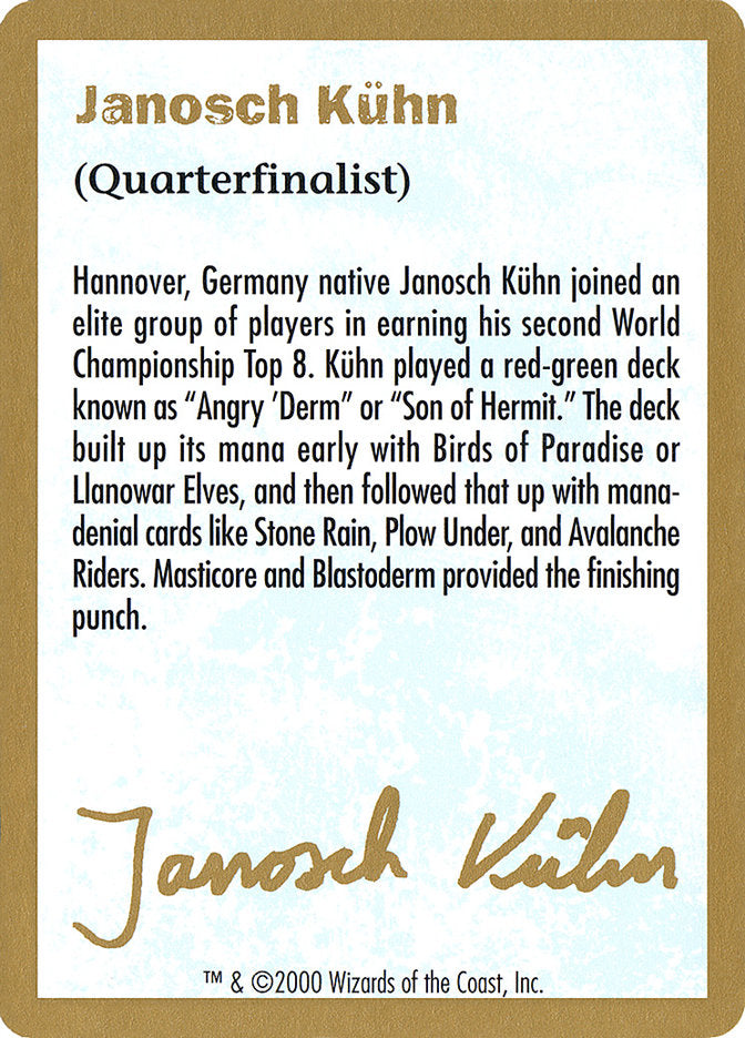 Janosch Kühn Bio (2000) [World Championship Decks 2000] | Exor Games Dartmouth