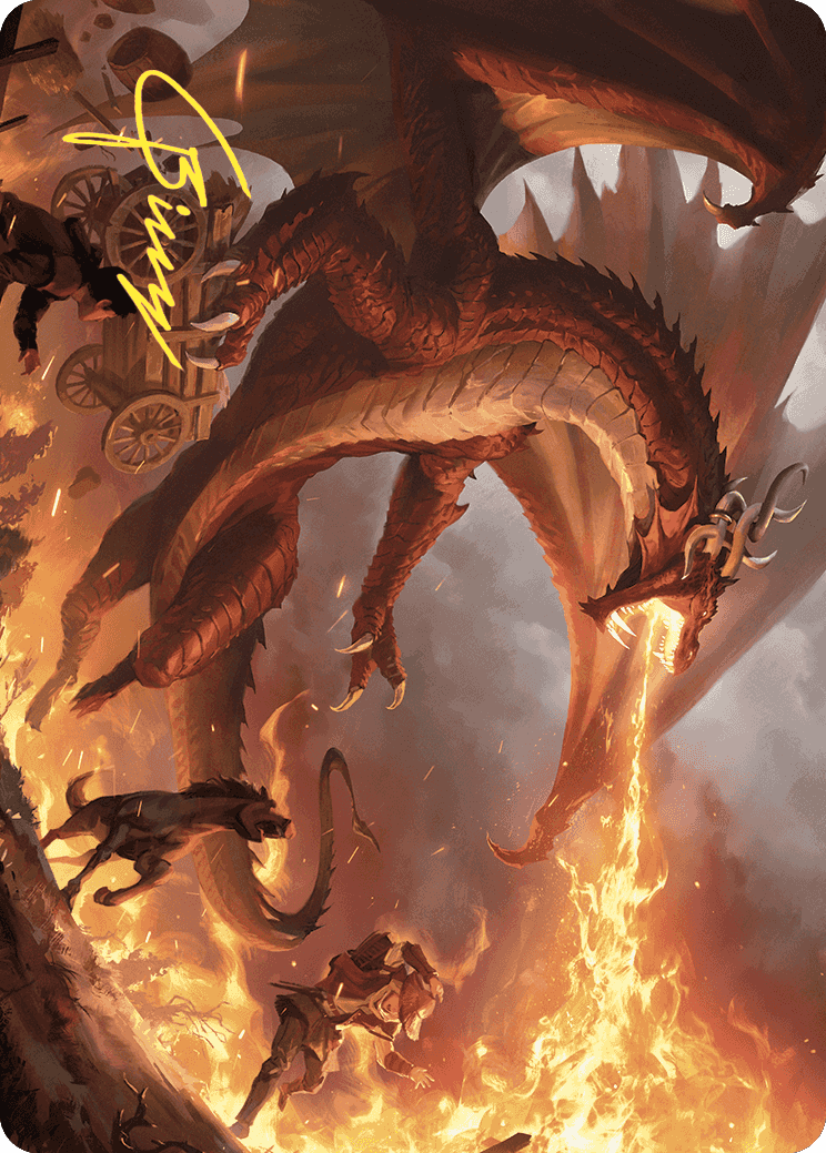 Realm-Scorcher Hellkite Art Card (Gold-Stamped Signature) [Wilds of Eldraine Art Series] | Exor Games Dartmouth