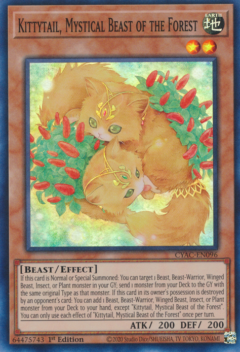 Kittytail, Mystical Beast of the Forest [CYAC-EN096] Super Rare | Exor Games Dartmouth