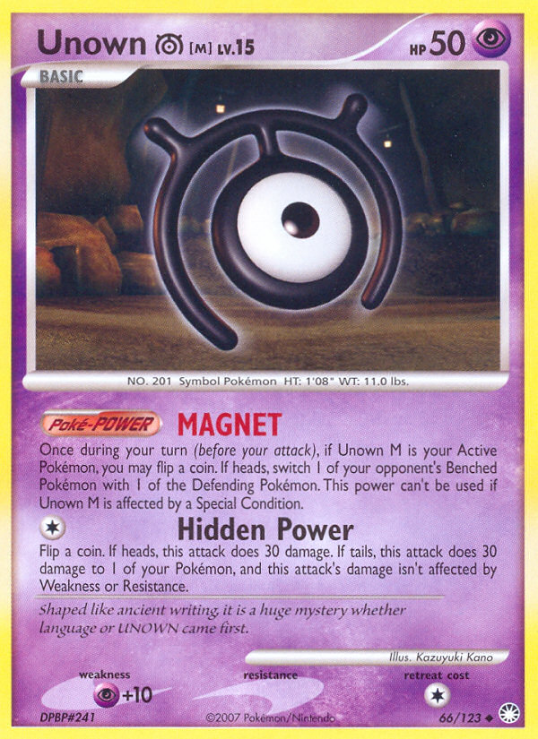 Unown M (66/123) [Diamond & Pearl: Mysterious Treasures] | Exor Games Dartmouth