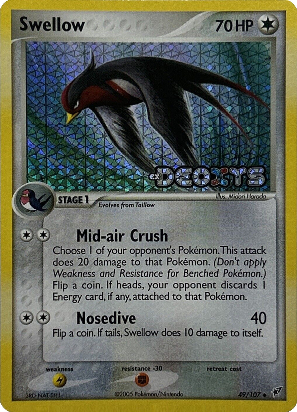 Swellow (49/107) (Stamped) [EX: Deoxys] | Exor Games Dartmouth