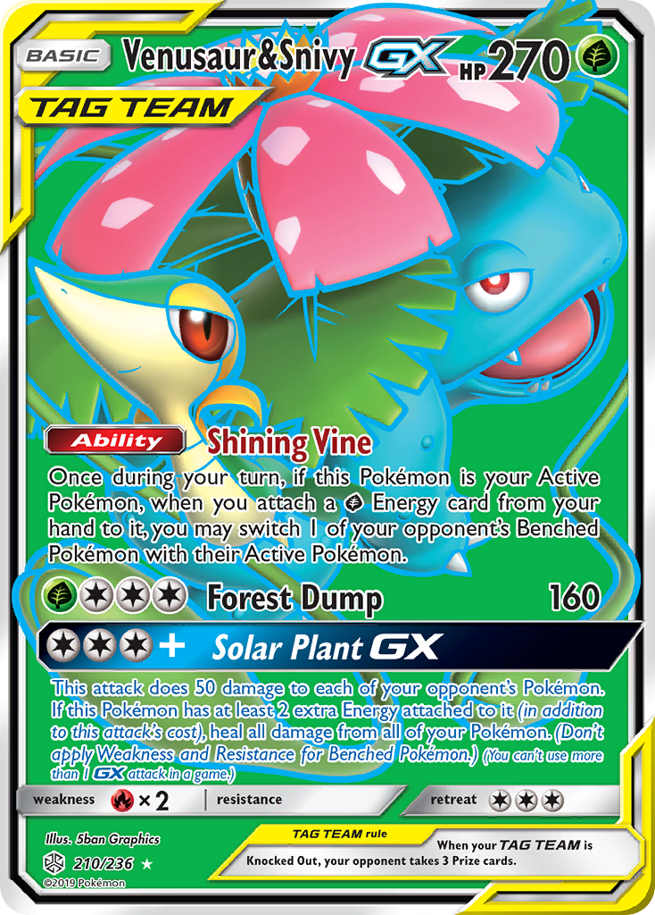 Venusaur & Snivy GX (210/236) [Sun & Moon: Cosmic Eclipse] | Exor Games Dartmouth