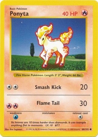 Ponyta (60/102) [Base Set Shadowless Unlimited] | Exor Games Dartmouth