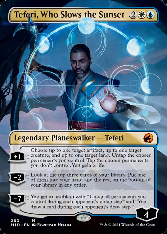 Teferi, Who Slows the Sunset (Borderless) [Innistrad: Midnight Hunt] | Exor Games Dartmouth