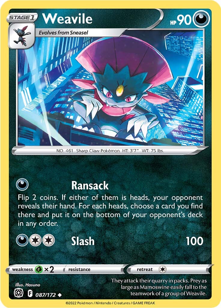 Weavile (087/172) [Sword & Shield: Brilliant Stars] | Exor Games Dartmouth