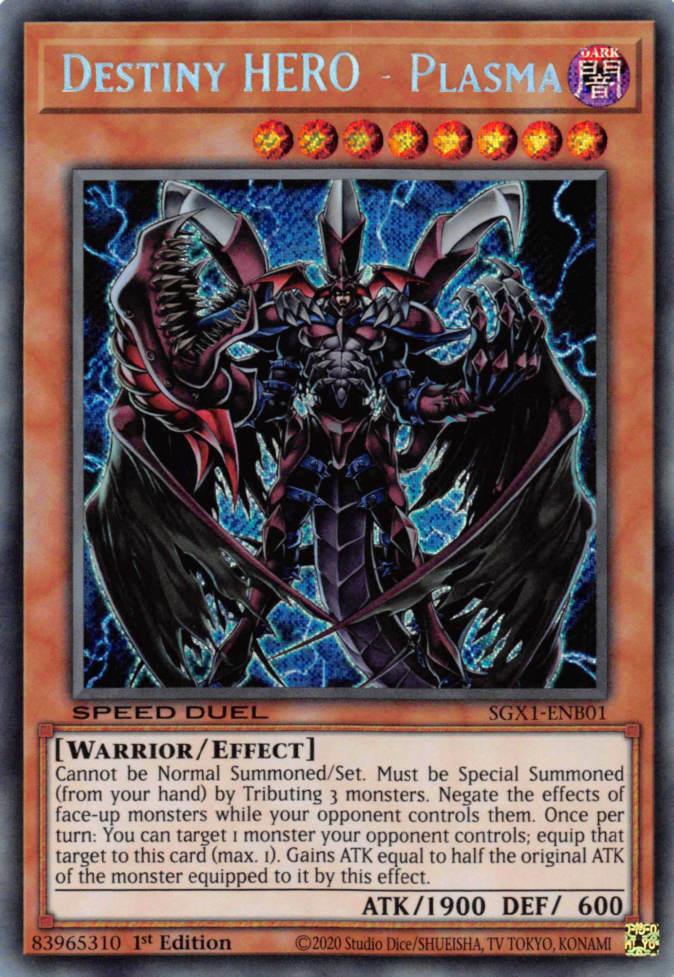 Destiny HERO - Plasma [SGX1-ENB01] Secret Rare | Exor Games Dartmouth