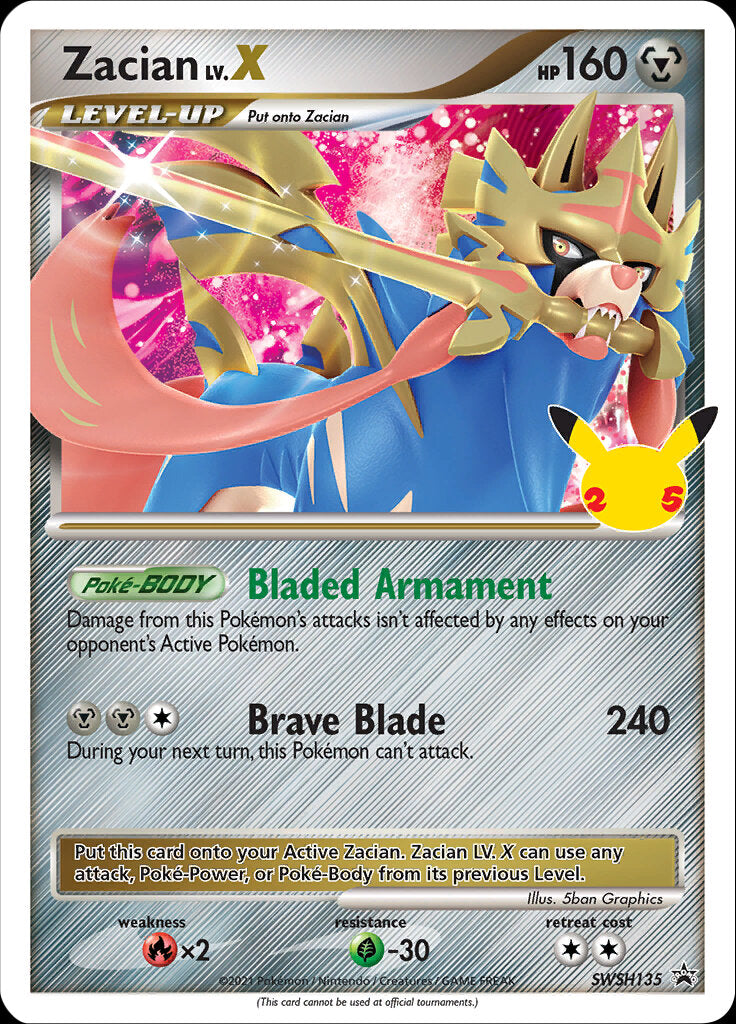 Zacian LV.X (SWSH135) (Celebrations) [Sword & Shield: Black Star Promos] | Exor Games Dartmouth