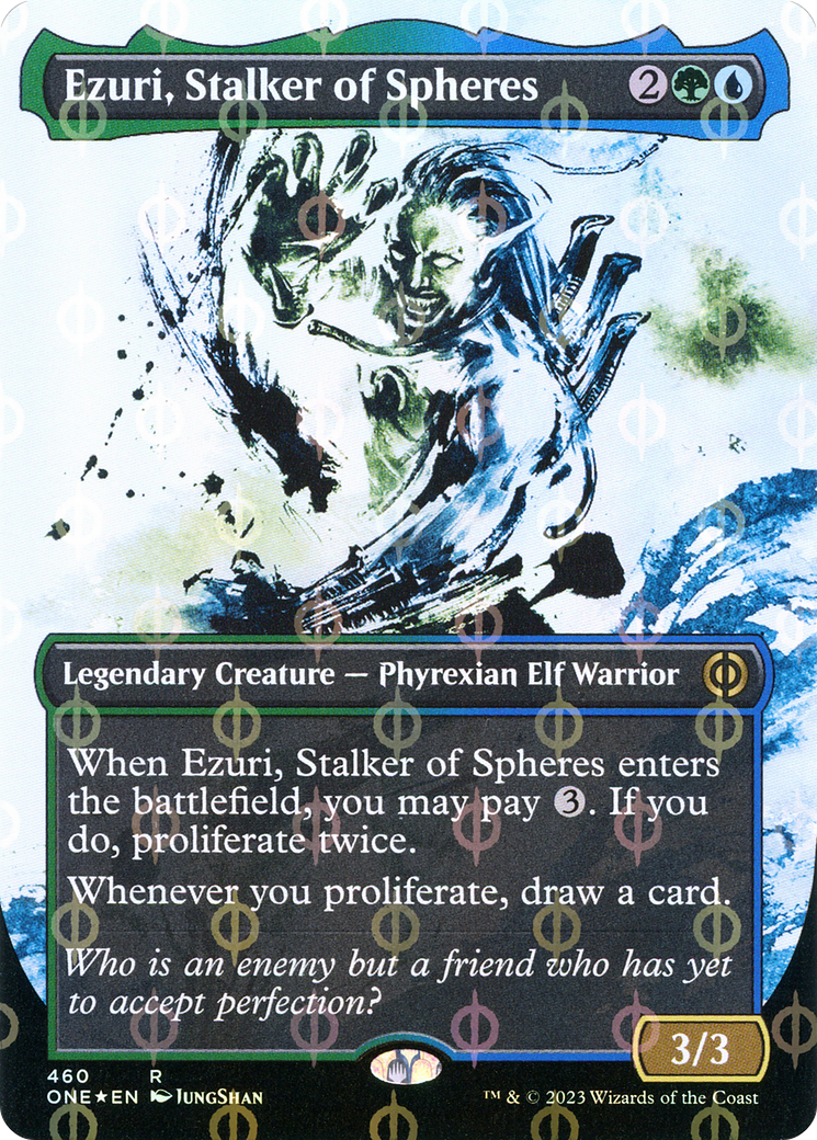 Ezuri, Stalker of Spheres (Borderless Ichor Step-and-Compleat Foil) [Phyrexia: All Will Be One] | Exor Games Dartmouth