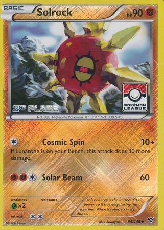 Solrock (64/146) (2nd Place League Challenge Promo) [XY: Base Set] | Exor Games Dartmouth