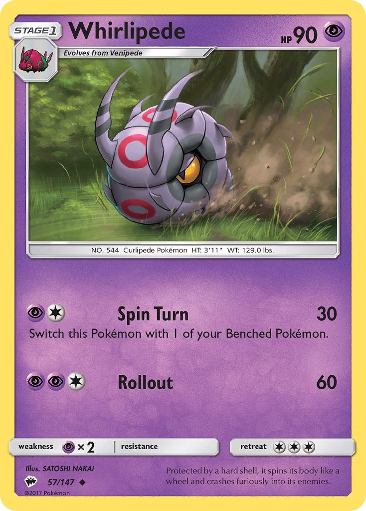 Whirlipede (57/147) [Sun & Moon: Burning Shadows] | Exor Games Dartmouth
