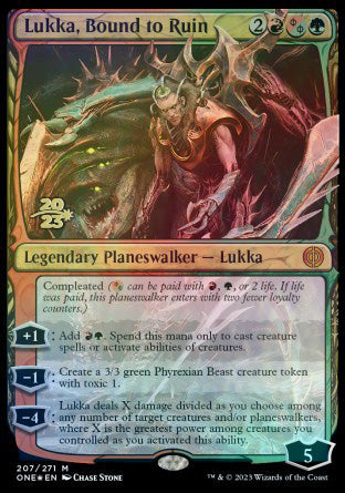 Lukka, Bound to Ruin [Phyrexia: All Will Be One Prerelease Promos] | Exor Games Dartmouth