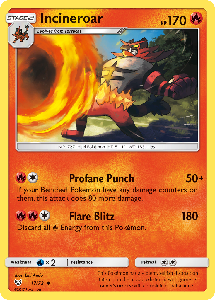 Incineroar (17/73) [Sun & Moon: Shining Legends] | Exor Games Dartmouth