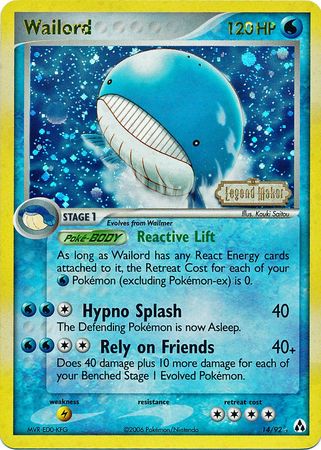 Wailord (14/92) (Stamped) [EX: Legend Maker] | Exor Games Dartmouth