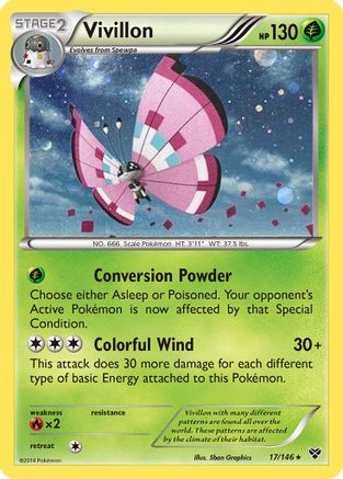 Vivillon (17/146) (Meadow Form/Pink Wings) (Cosmos Holo) [XY: Base Set] | Exor Games Dartmouth