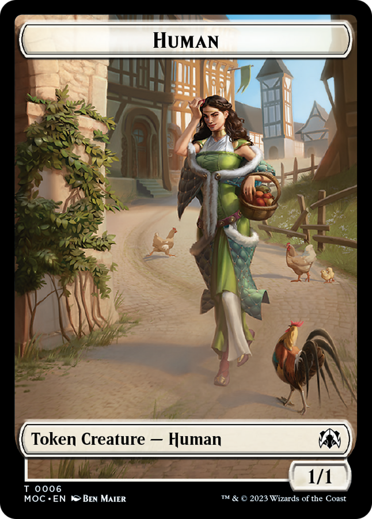 Zombie Knight // Human (6) Double-Sided Token [March of the Machine Commander Tokens] | Exor Games Dartmouth