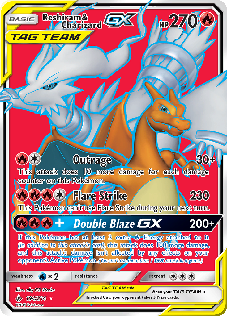 Reshiram & Charizard GX (194/214) [Sun & Moon: Unbroken Bonds] | Exor Games Dartmouth