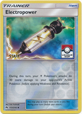 Electropower (172/214) (League Promo Staff) [Sun & Moon: Lost Thunder] | Exor Games Dartmouth